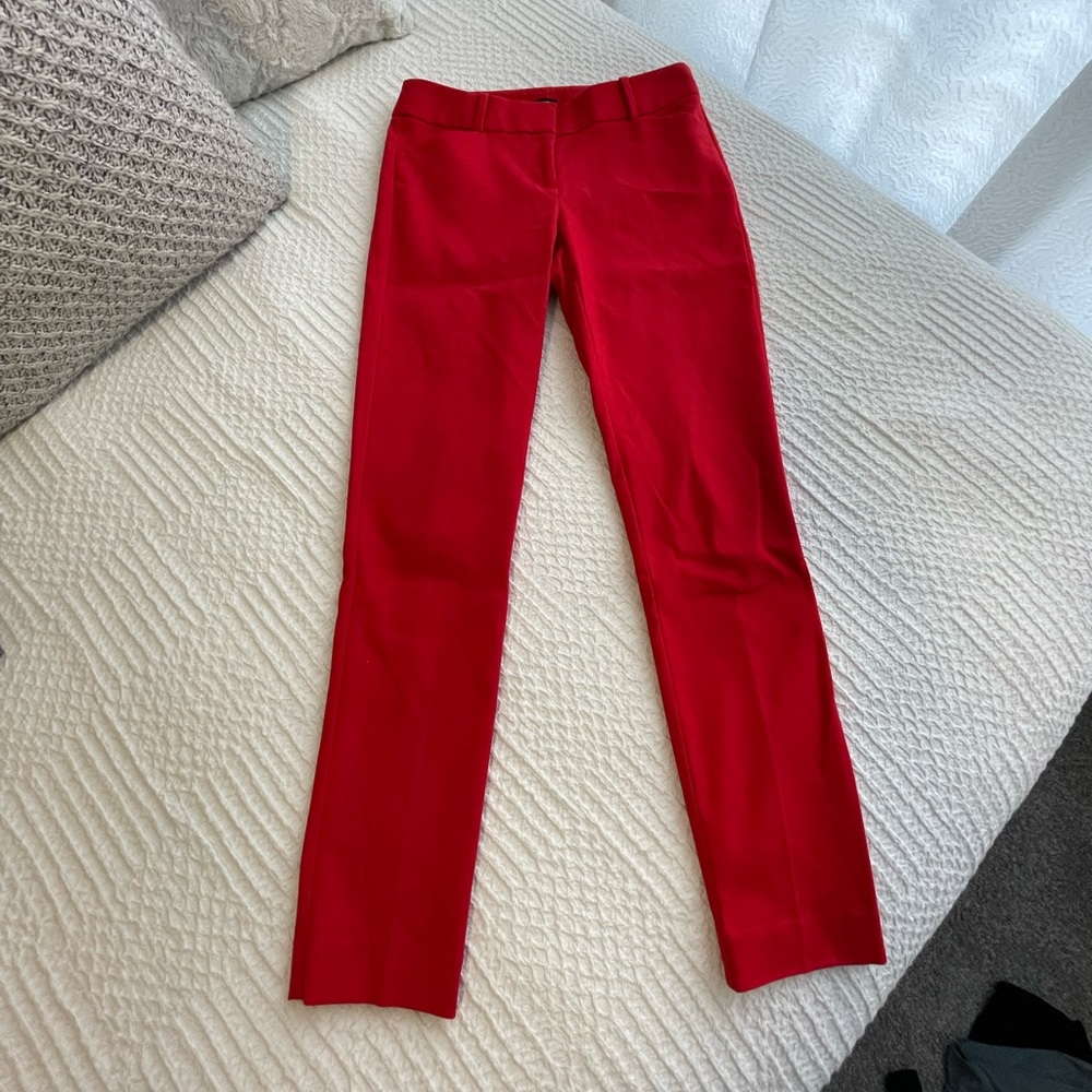Loft Julie Skinny Ankle Pants in Red